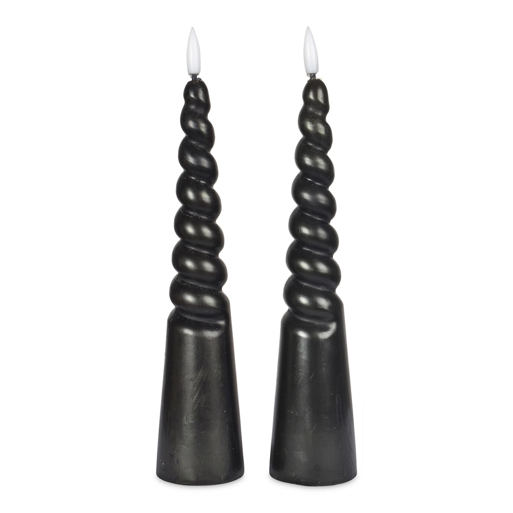 2 Bougies "Agathe" Torsadées Led - Noire