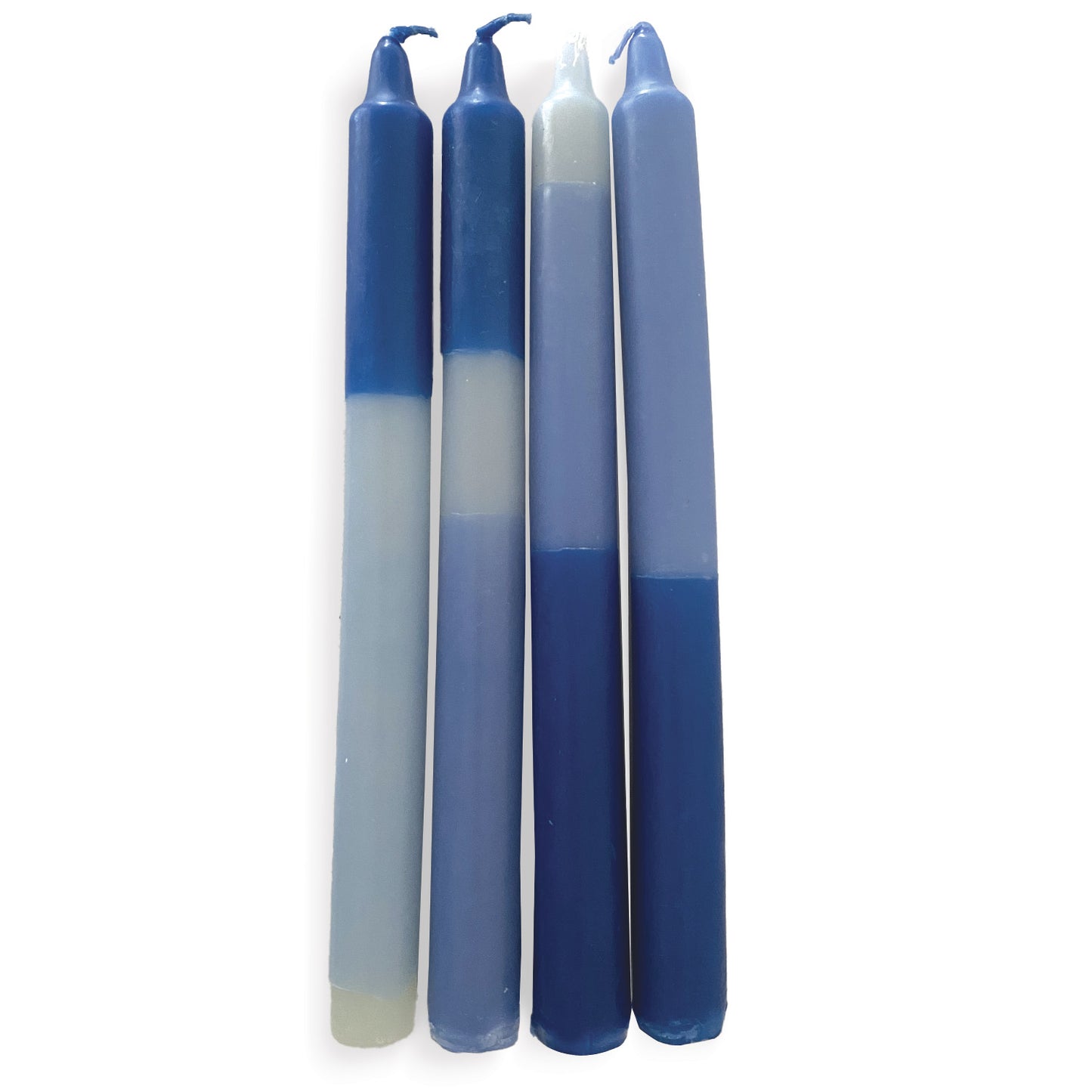 Set De 4 Bougies Longues Bicolores Bleues